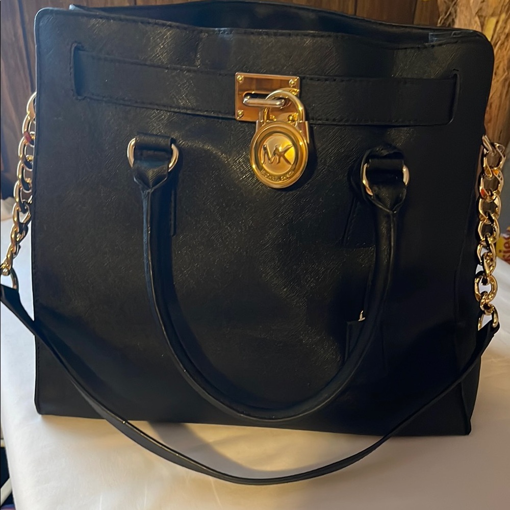 Michael Kors Black and Gold Structured Tote